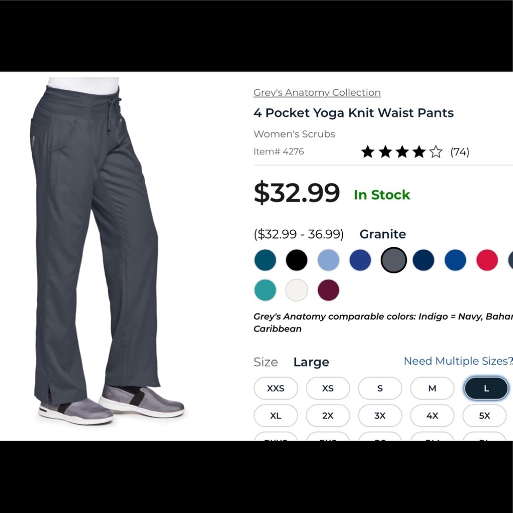 Greys anatomy yoga style scrub pants